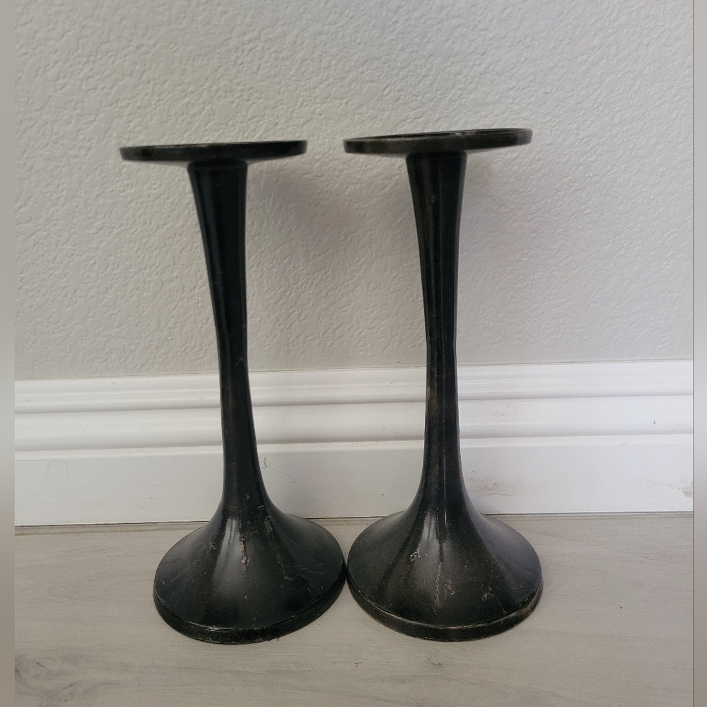 Kohl's Black Tall Rustic Candle Holders with Sleek Design *NWT*